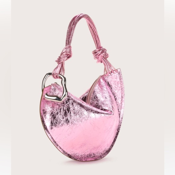 NWOT Cult Gaia Estrella metallic tote bag Cameo Pink - Picture 1 of 12